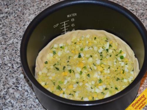 Пирог в мультиварке с рисом и яйцом. Описание рецепта: