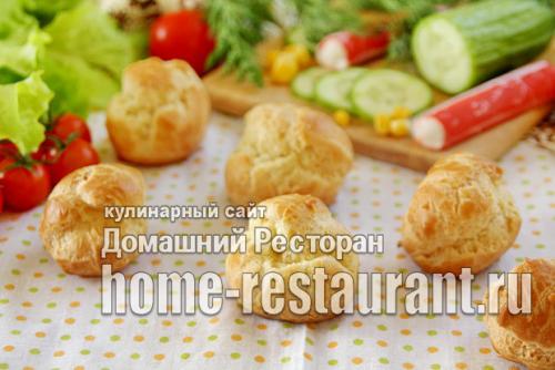 Профитроли с крабовым салатом. Профитроли с крабовыми палочками