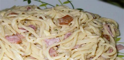 Спагетти со сливочным соусом и ветчиной. Паста карбонара: рецепт с ветчиной и сливками. Основные советы по приготовлению блюда
