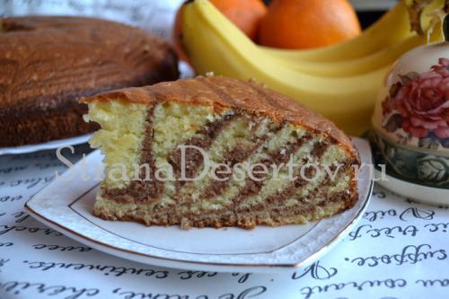 Пирог на кефире зебра. Пышный пирог зебра