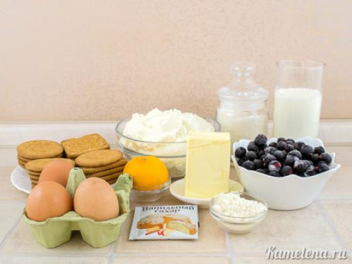 Чизкейк с муссом черной смородиной. Ингредиенты: