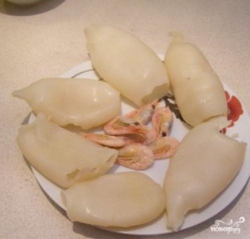 Нежный салат с кальмарами