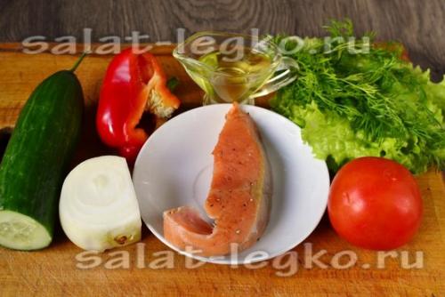 Салат с рыбой без майонеза. Лёгкий салат с красной рыбой без майонеза