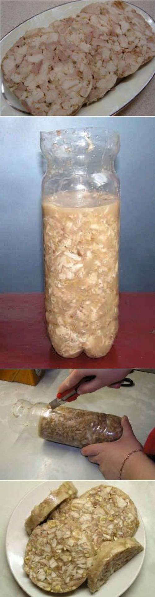 Холодец куриный в бутылке. Куриный рулет "Холодец" в бутылке