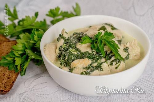 Курица со шпинатом со сливками. Куриное филе со шпинатом в сливках