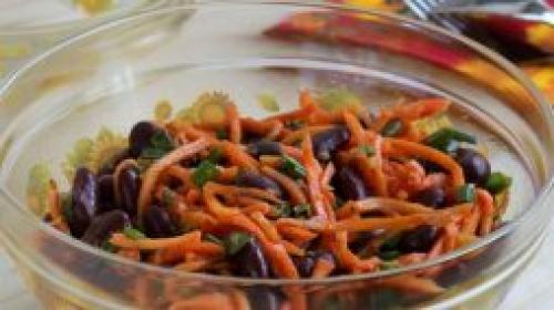 САЛАТ замечательный с корейской морковкой. Рецепт с фасолью