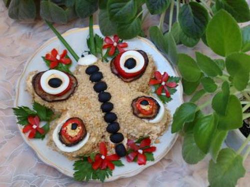 Бабочка из салата. Праздничный салат «Бабочка»