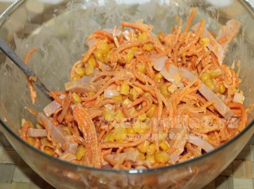 САЛАТ замечательный с корейской морковкой и ветчиной. Салат с ветчиной и корейской морковью