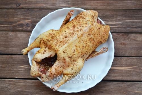 Как запекать утку в духовке с гречкой. Утка, фаршированная гречкой
