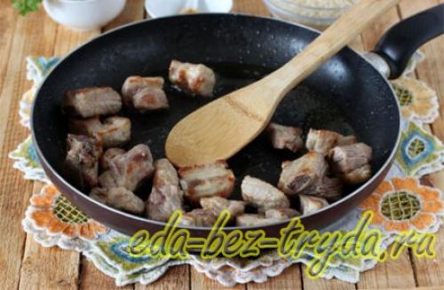 Узбекский плов на сковороде. 