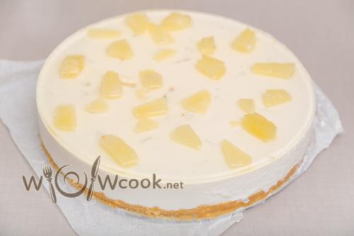 Творожный торт без выпечки с желатином. Творожно желейный торт без выпечки с печеньем и ананасами