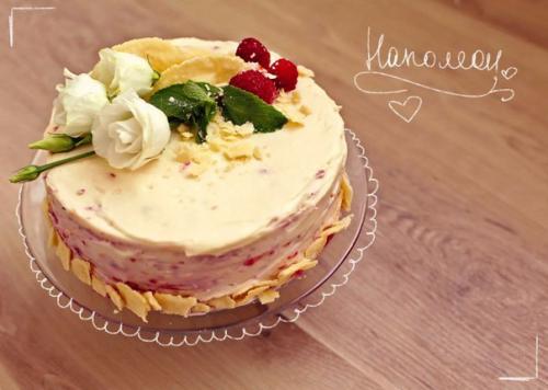 Наполеон с Малиной и заварным кремом. Вкуснейший торт Наполеон с малиной