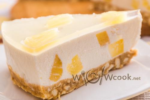 Творожный торт без выпечки с желатином. Творожно желейный торт без выпечки с печеньем и ананасами