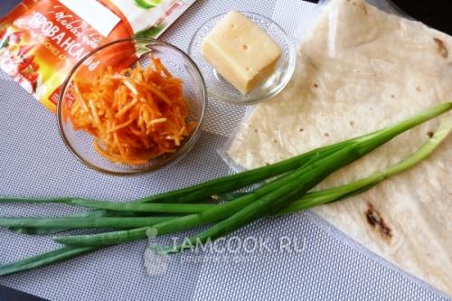Рулет из лаваша с корейской морковкой. Лаваш с корейской морковкой и сыром