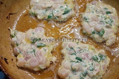 Котлеты рубленые из куриного филе с крахмалом и майонезом. Рецепт 4, простой: котлеты куриные рубленые с майонезом