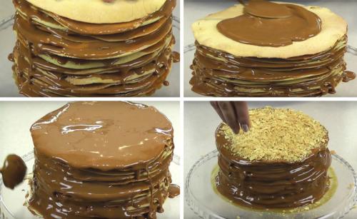 Торт из слоеного теста и вареной сгущенки. Торт Наполеон из слоеного теста со сгущенкой