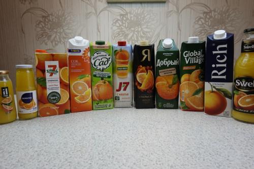Вкусы сока. 11 пачек сока, один рот. Сравнение апельсинового сока. Часть 1