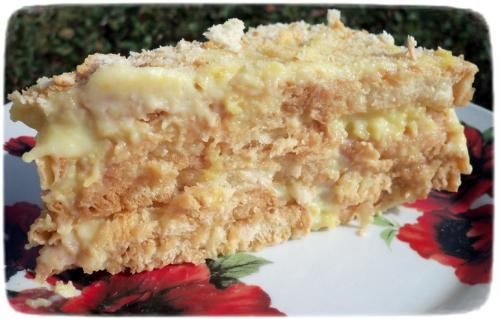 Ленивый Наполеон с заварным кремом. Ленивый Наполеон.