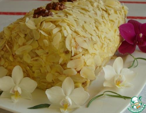 Как подавать полено из слоеного теста с заварным на стол. Миндальное полено из слоеного теста