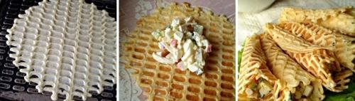 Слоеные трубочки с разными начинками. Быстрая закуска сырные трубочки 04 Слоеные трубочки с разными начинками. Быстрая закуска сырные трубочки 04