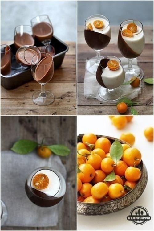 Темный шоколад и апельсиновая панна - котта. 01