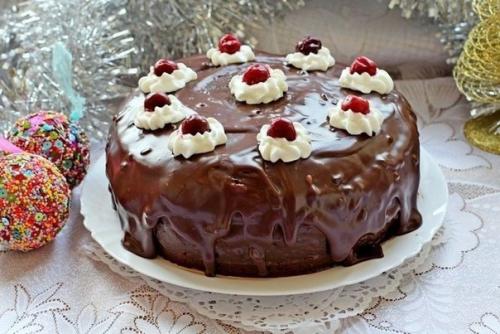Шифоновый бисквит с вишней. 05