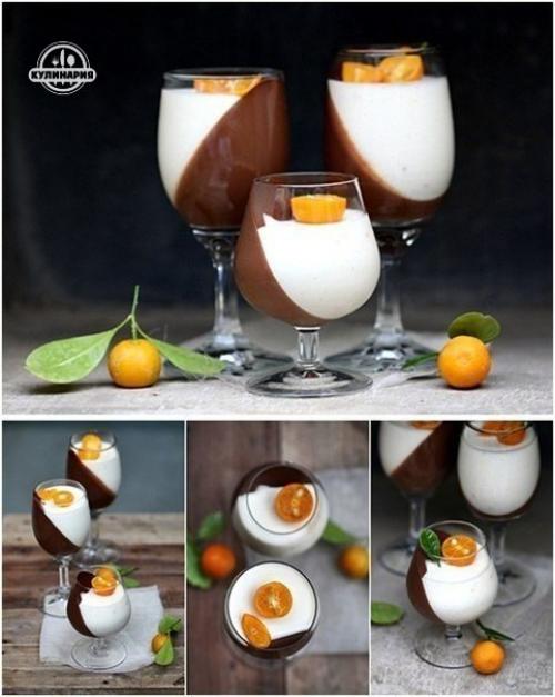 Темный шоколад и апельсиновая панна - котта.