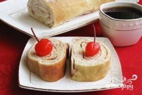 Блинные рулеты с творогом.

