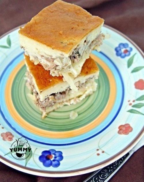 Заливной пирог с сайрой и картофелем. Заливной пирог с сайрой и картофелем.