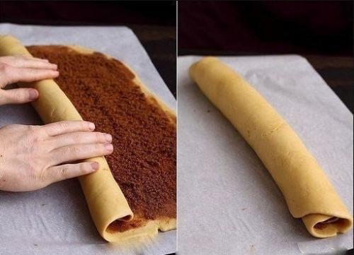 Липкие булочки с корицей и грецкими орехами.