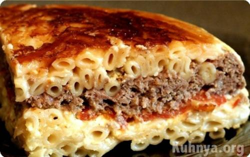 Запеканка с фаршем и макаронами.