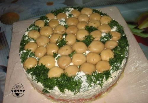 Салат Грибная Поляна (закусочный торт). 09