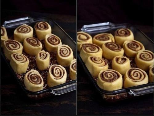 Липкие булочки с корицей и грецкими орехами.