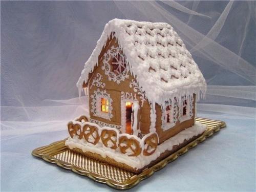 Рождественский снежный пряничный домик. 02