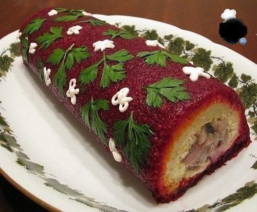 Селедка под шубой рулетом.
