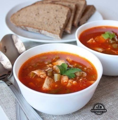Томатный суп с курицей и зеленой фасолью. 04