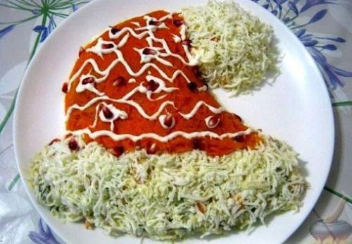 Оливье шапка деда мороза.