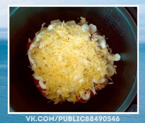 Очень красиво.  Мясо по-французски в мультиварке. 04