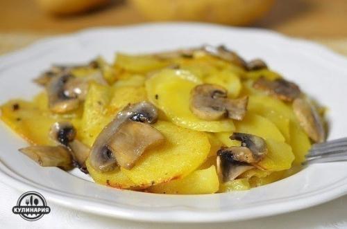 Картошка с грибами в сливках.