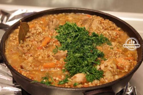 Гречка по-купечески.  Ингредиенты:
