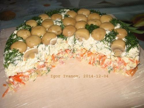 Салат Грибная Поляна (закусочный торт.