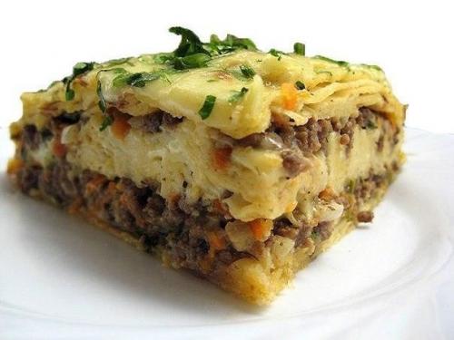 Мясной пирог из тонкого армянского лаваша.