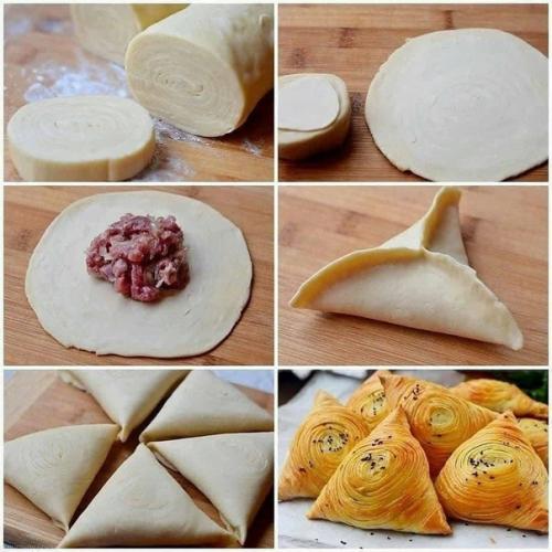 Самса узбекская слоеная. Самса узбекская слоеная.