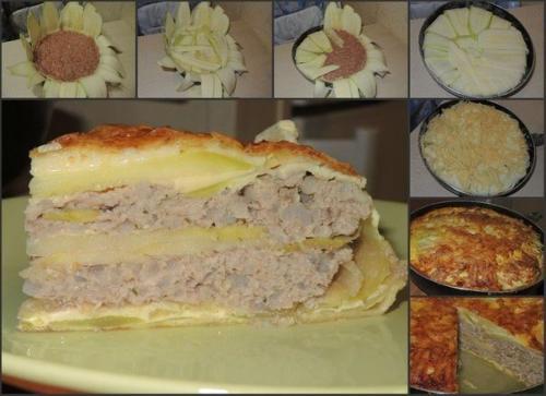 Кабачковая запеканка.

Фарш мы отваренным рисом + специи смешиваем.
