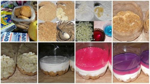 Пирожное творожное, без выпечки Весеннее Настроениеиз песочного печенья, с творожно - масляной массой, яблоком и с малиново - ежевичным желе. 01