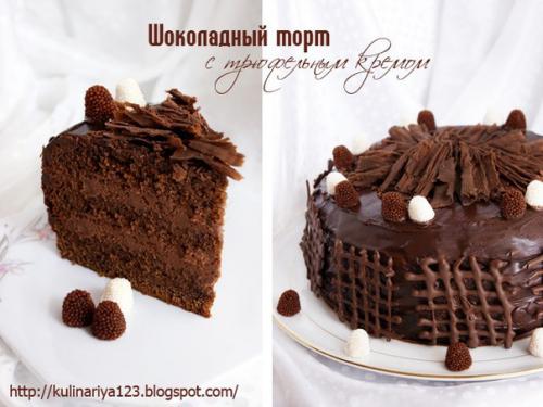 Шоколадный торт с трюфельным кремом.