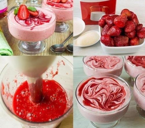 Клубничный мусс.  Ингредиенты: