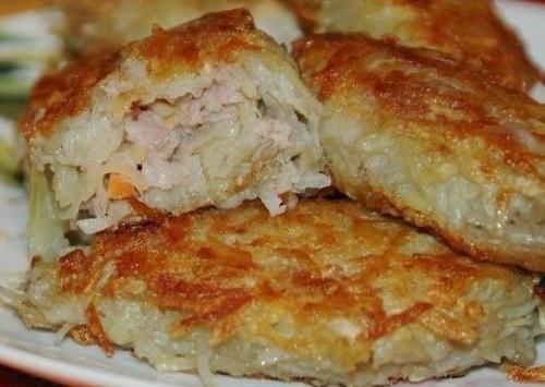 Картофельные зразы с мясным фаршем.