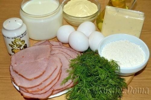 Мы готовим блинные рулетики с начинкой из ветчины и сыра классный рецепт! 01