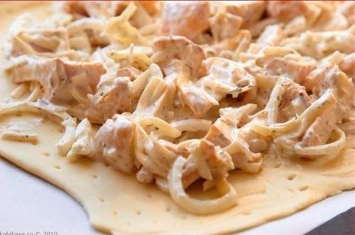 Пирог с грибами, сметаной и сыром. 04
